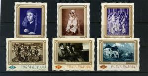 ROMANIA 1966 Sc#1859-1864 ART/PAINTINGS SET OF 6 STAMPS MNH 