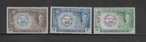 BERMUDA #135-137 1949 FIRST POSTAGE STAMP CENTENARY MINT VF LH O.G aa