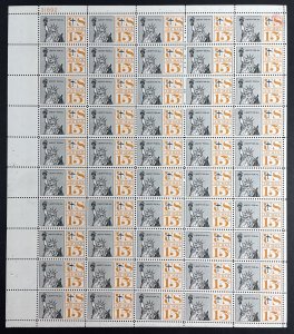 Scott C58 STATUE OF LIBERTY Sheet of 50 US Airmail 15¢ Stamps MNH 1960