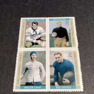 Scott #3808-11... 37 Cent...Early Football Heroes....Block of 4 MNH-2003-US