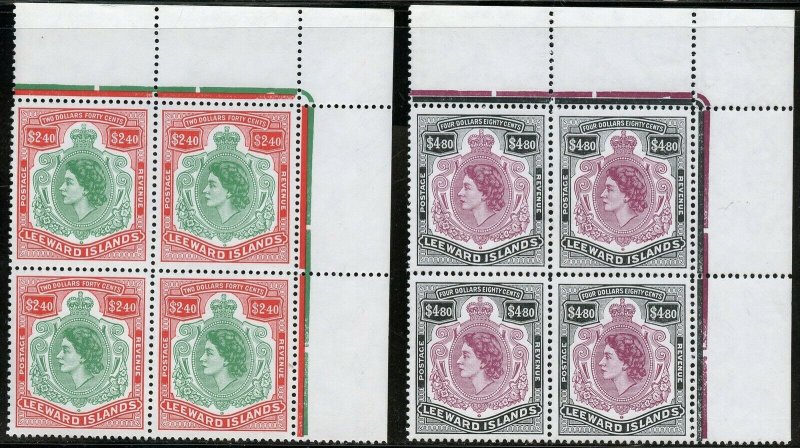 LEEWARD ISLANDS SCOTT#133/47 MARGIN BLOCK SET  MINT NH-SCOTT VALUE $271.00