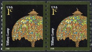 SC#3758A 1¢ Tiffany Lamp Coil Pair (2008) MNH