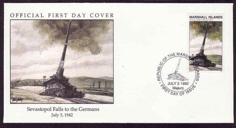 D1-Marshall Is.FDC-WWII event-Siege gun-Sevastopol fall to the Germans-1942