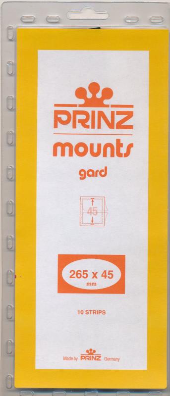 Prinz Scott Stamp Mount 45/265 mm - BLACK (Pack of 10) (45x265 45mm) STRIP  1030