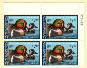 KAPPYSstamps US FEDERAL DUCKS  SCOTT RW46 PLATE BLOCK MNH $60