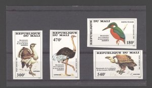 Mali, Scott #C512-C515 Audubon Birth Bicentenary Imperf Set of Birds MNH