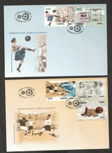 2003  ROMANIA  -  FIFA CENTENARY SET ON 2 FIRST DAY COVERS