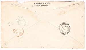 US 255 on Cover from New York to Constantinople Turkey OPEN MAIL S.S. Lucania