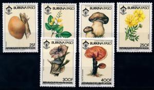 [65746] Burkina Faso 1985 Mushrooms Pilze Champignons Flowers  MNH