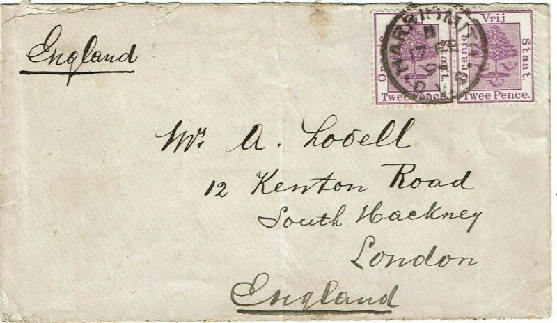 Orange Free State 1894 Harrismith cancel on cover to England