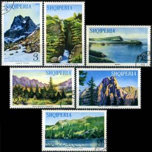 ALBANIA 1965 - Scott# 801-6 Mountain Set of 6 CTO one back thin