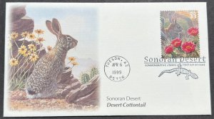 DESERT COTTONTAIL #3293g APR 6 1999 TUSCON AZ FIRST DAY COVER (FDC) BX3-1