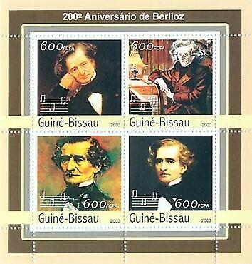 Guinea-Bissau - Composer Berlioz 4 Stamp Sheet - GB3142