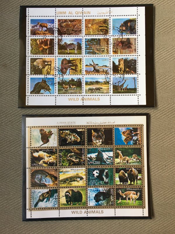 Umm Al Qiwain 1973 set of 9 Animal Mini Sheets