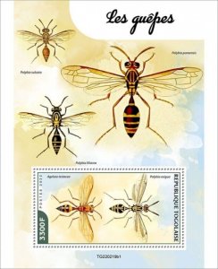 Togo - 2022 Wasps, Vespid Wasp - Stamp Souvenir Sheet - TG220219b1