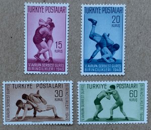 Turkey 1949 Wrestling Championships, MNH. Scott 986-989, CV $11.90