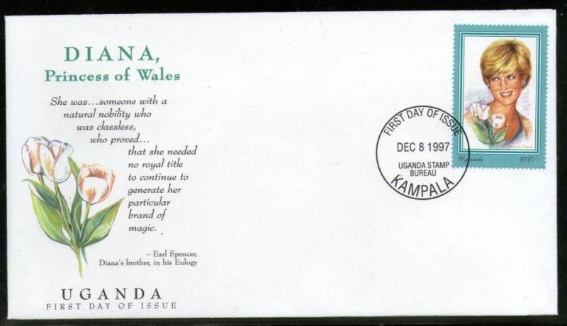 Uganda 1997 Princess Diana Commemoration Sc 1519 FDC # 6370