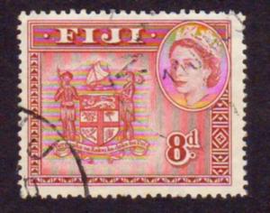 Fiji 1954 SG288 8d Red Coat of Arms & QEII Head VFU