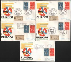 ZG-A232 FRANCE - Europa Cept, Fdc 1966 5 Different Covers