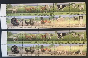 New Zealand: 1995 Farmyard Animals, 2 booklet panes, MNH set