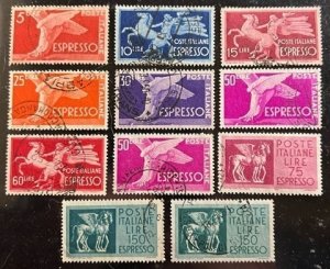 Italy Scott#  E19-E25, E32-E34a F/VF Used Lot of 11 stamps Cat $5.50