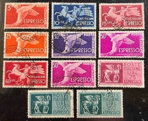 Italy Scott#  E19-E25, E32-E34a F/VF Used Lot of 11 stamps Cat $5.50