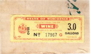 Wisconsin - Wine Tax Paid Stamp