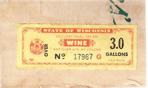 Wisconsin - Wine Tax Paid Stamp