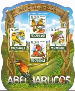 Mozambique - 2015 Bee-eaters on Stamps - 4 Stamp Sheet - 13A-1615