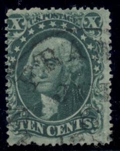 US #33, 10¢ green, type III, used, F/VF, Scott $180.00