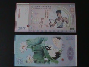 CHINA-2017- KUNG FU MASTER-BRUCE LEE-LOVELY BIRDS $100 POLIMER-UNC-COLLECTIBLE