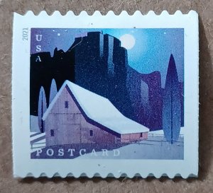 United States #5551 (36c) Winter Barn Postcard Rate MNH coil (2021)