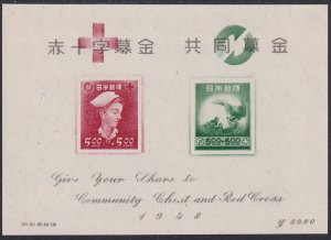 Sc# B11 Japan 1948 Nurse / Bird feeding young S/S souvenir sheet MNGAI CV $65
