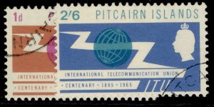 PITCAIRN ISLANDS QEII SG49-50, 1965 ITU centenary set, FINE USED.