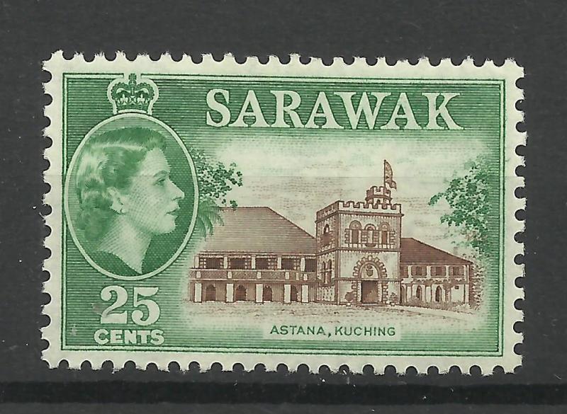 Sarawak 1955, Sg 197, 25c Sepia & Green, Lightly Mounted Mint. [1451] 