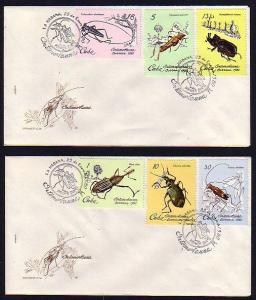 Cuba, Scott cat. 2299-2304. Insects issue on 2 First day covers.