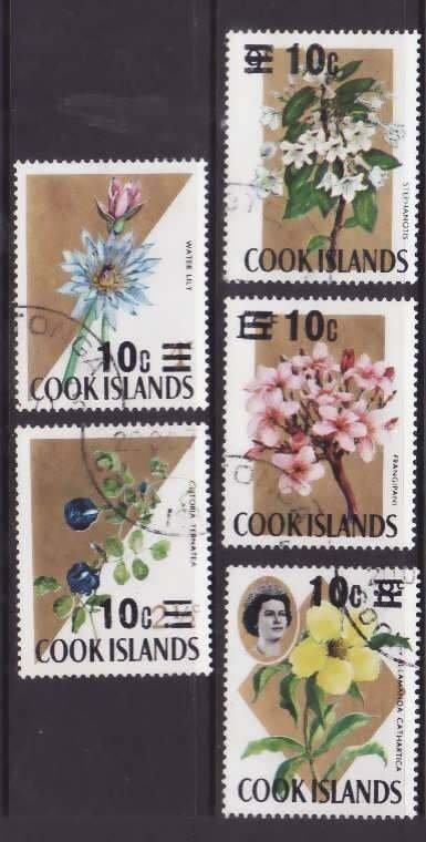 Cook Is.-Sc#305-9-id10-unused hinge remnant  set-Flowers-1971-