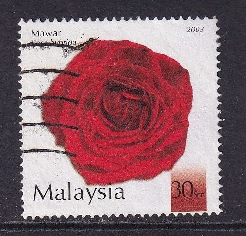 Malaysia  #915  used  2003 roses 30c red