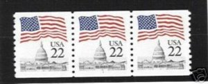 US Stamp #2115a MNH - Flag Over Capitol PS3 #5 Coil Strip of 3