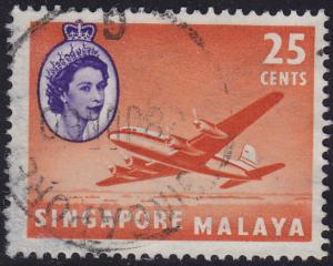 Singapore - 1955 - Scott #37 - used - Airplane