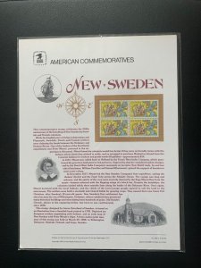 1988 Scott c117 44c New Sweden stamp panel block of 4 MNH