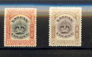 Labuan Scott 102, 108 Mint hinged VF (Catalog Value $27.00)