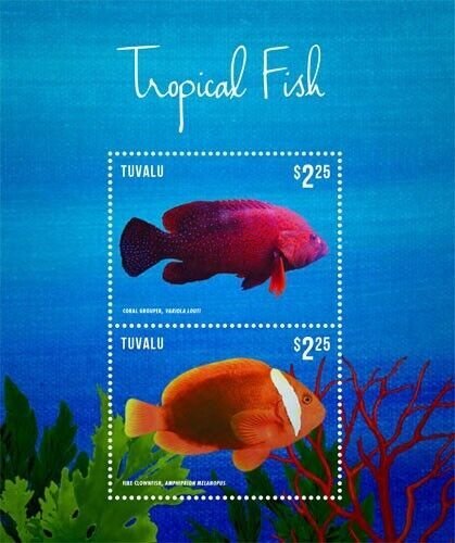 Tuvalu 2015 - Marine Life, Fish - Souvenir Stamp Sheet - MNH