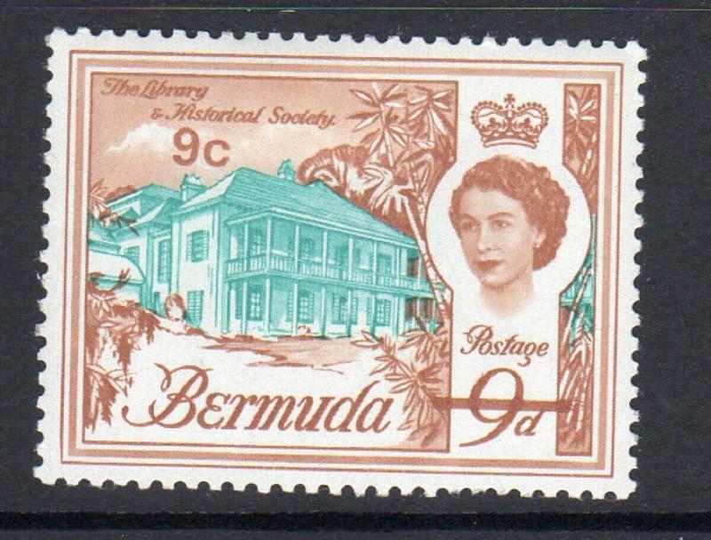 BERMUDA #182  1962  9p  QEII & LIBRARY SOCIETY     MINT  VF NH  O.G