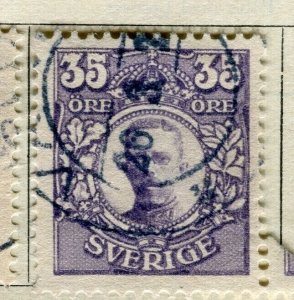 SWEDEN; 1910-11 early definitive series fine used 35ore. value