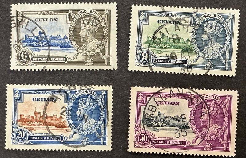 Ceylon #260-263 - 1935 Silver Jubilee set of 4 used stamps, Cat $21.60.