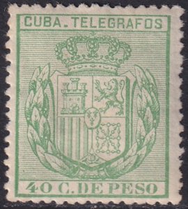 Cuba 1884 telégrafo Ed 64 telegraph MH* large thin