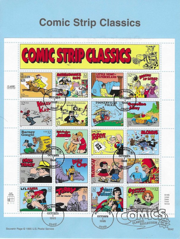 US#3000  32c Comic Strip Classics first day of issue sheet of 20  CV $13.00