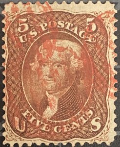 US Stamps - SC# 75 - Used - Red Cancel - Catalog Value $485.00