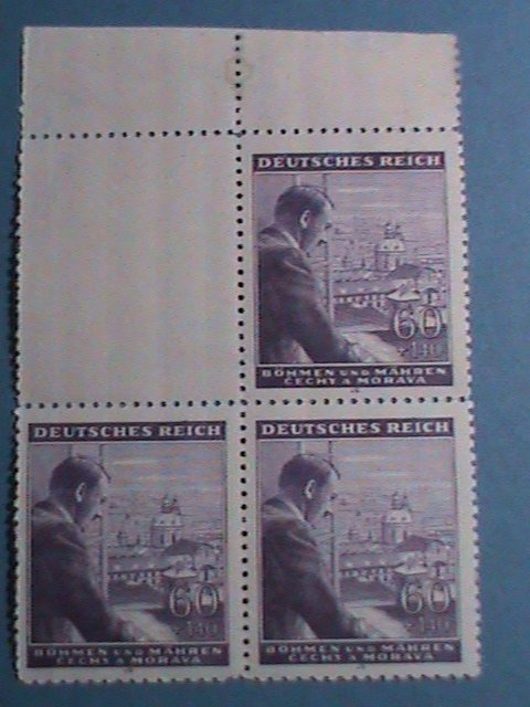 ​BOHEMIA 1943 SC#B18 54TH ANNIVERSARY-HITLER BIRTH MNH BLOCK WITH BLANK STAMP